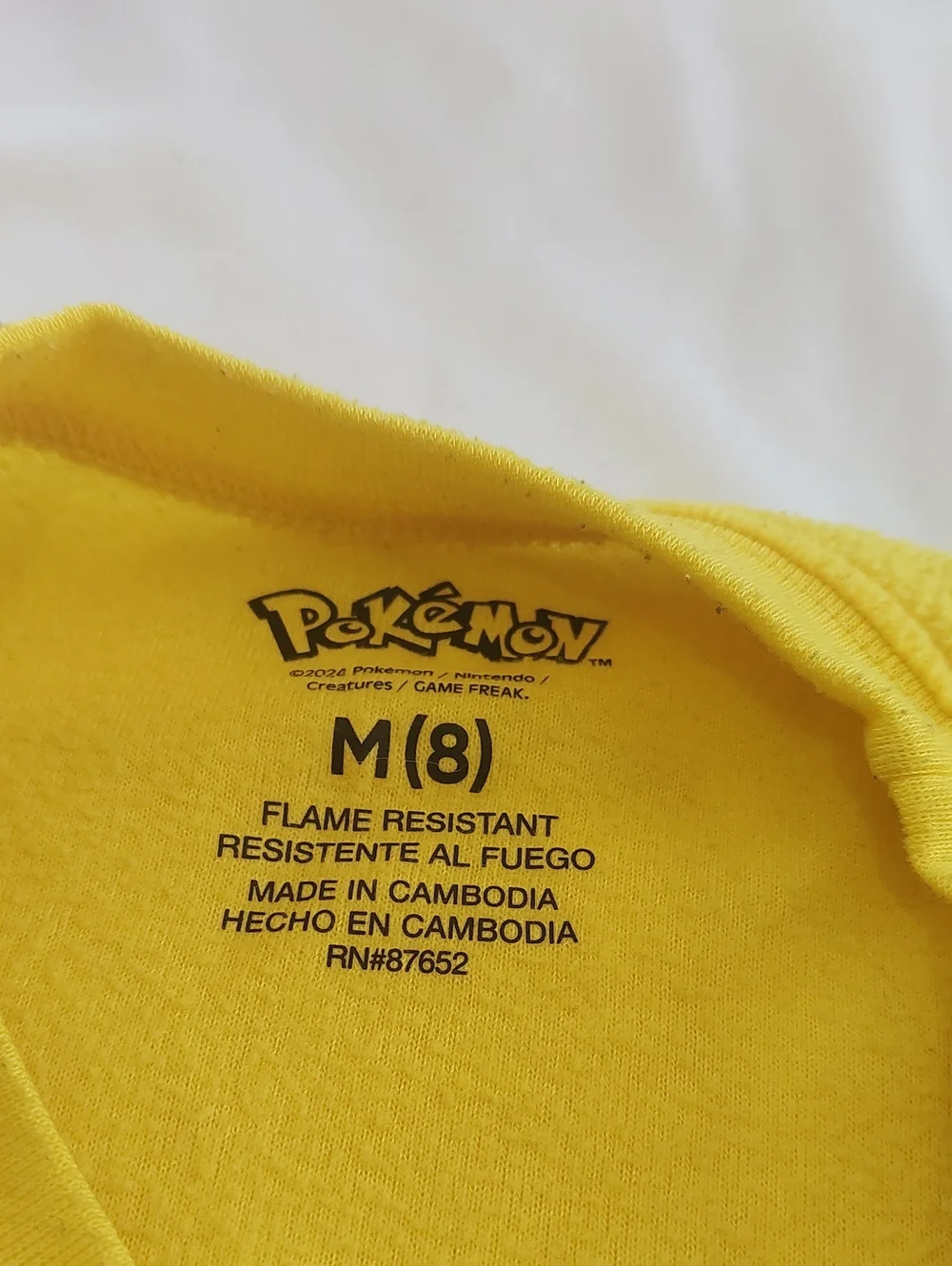 Pokemon Pikachu Black & Yellow Kids Pajama Set.Size 8
